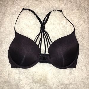 Black strappy push up bra